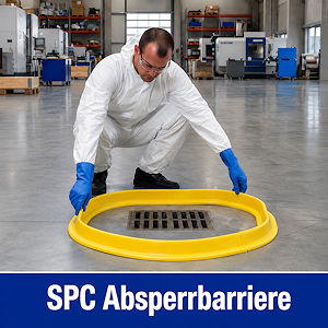 Flexible Absperrbarriere f&uuml;r Fl&uuml;ssigkeiten