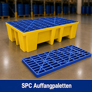 Gro&szlig;e Auffangpalette mit zus&auml;tzlichem Gitterrost