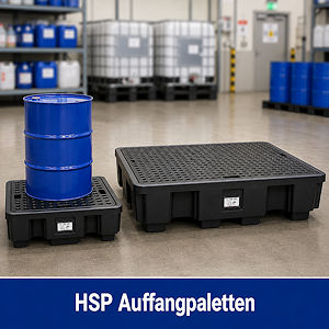 Schwere Auffangpaletten f&uuml;r F&auml;sser