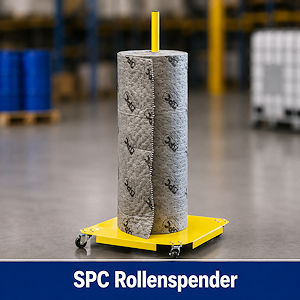 Vertikaler Rollenspender f&uuml;r Sorptionsmittelrollen