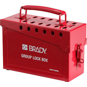 Rote Lockout-Box f&uuml;r Gruppenabsperrungen