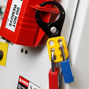 Gelber Lockout Schlie&szlig;b&uuml;gel